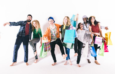 Obraz premium Happy group of friends studio shot