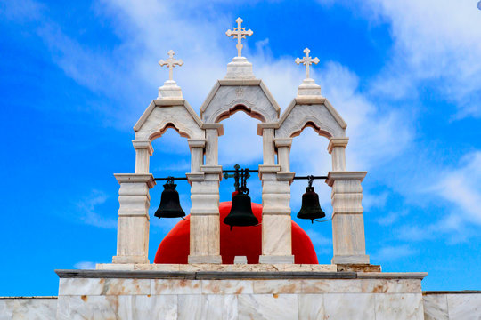 famous Panagia Tourliani Monastery, in the village of Ano Mera, in the center of Mykonos, beautiful Cycladic island in the heart of the Aegean Sea