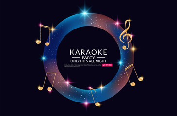 Karaoke party banner with microphone. Vector illustration