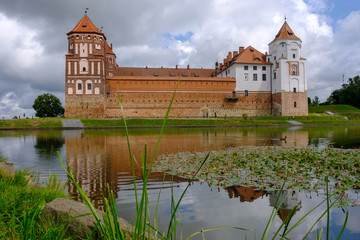 Serene view of Nesvizh Castle, located in Belarus