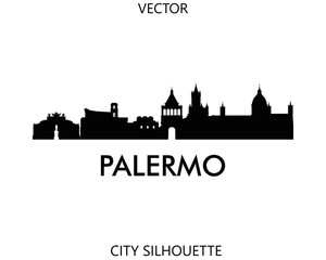 Palermo skyline silhouette vector of famous places