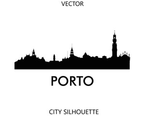 Porto skyline silhouette vector of famous places