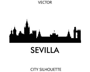 Naklejka premium Wektor sylwetka panoramę Sewilli znanych miejsc