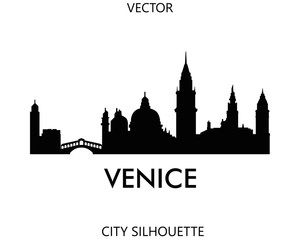 Venice skyline silhouette vector of famous places © Stepan