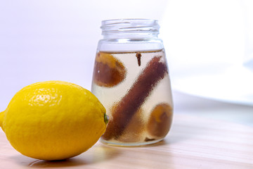 infused water dates and lemons on the table