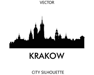 Fototapeta Krakow skyline silhouette vector of famous places obraz