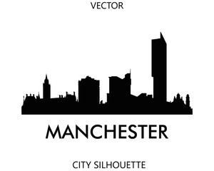 Manchester skyline silhouette vector of famous places