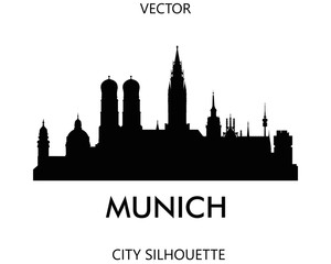 Munich skyline silhouette vector of famous places - obrazy, fototapety, plakaty