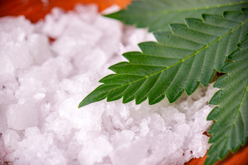 Cannabidiol crystal aka CBD, medical marijuana background