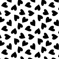 Black hearts silhouettes cute trendy seamless pattern
