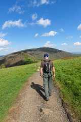 Naklejka premium Mature Male Hiking on Appalachian Trail on Sunny Day