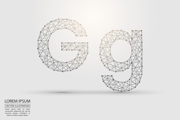 English letters abstract font consists 3d of triangles, lines, dots and connections. Vector illustration EPS 10.