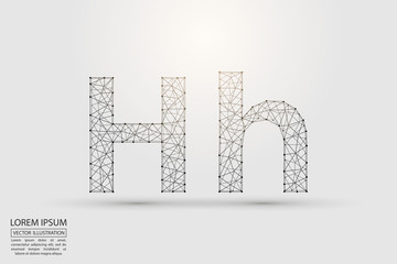 English letters abstract font consists 3d of triangles, lines, dots and connections. Vector illustration EPS 10.