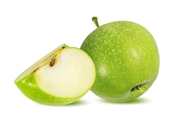 Fresh green apple isolated on white background with clipping path