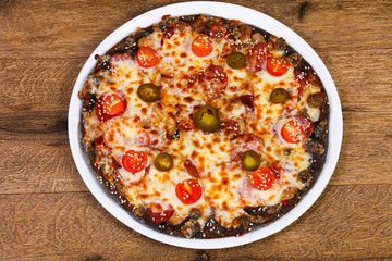 Pizza pepperoni with pepper