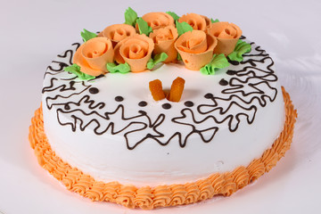 Cake with cream flowers