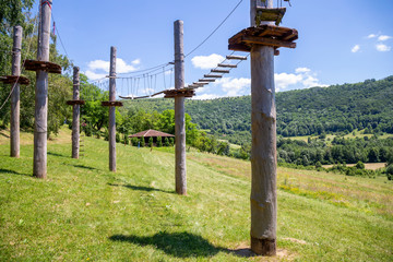 Adventure climbing park with ropes