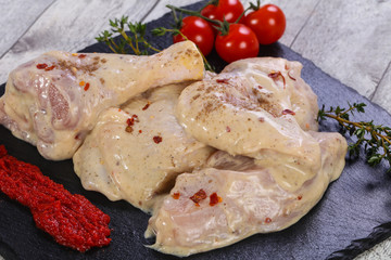 Marinated chicken ready for roast