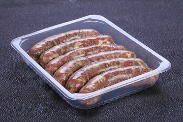 Raw lamb sausages