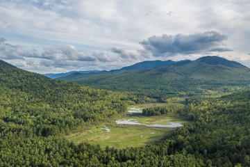 Fototapeta na wymiar Aerial panaroma of Adirondack Mountains