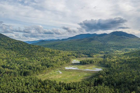 Aerial panaroma of Adirondack Mountains