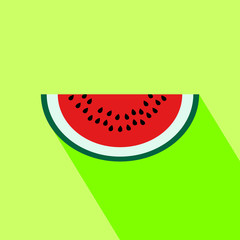 Watermelon slices icon on white background. Vector fruit illustration with flat design.