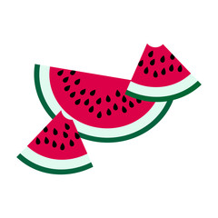 Watermelon slices icon on white background. Vector fruit illustration with flat design.