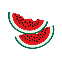 Watermelon slices icon on white background. Vector fruit illustration with flat design.