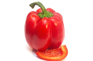 Red bell pepper isolated on white
