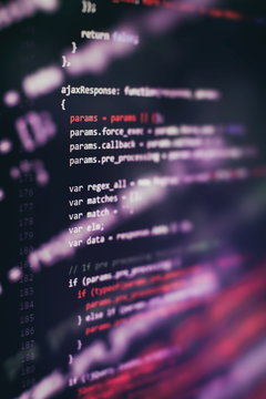 Web programming functions on laptop on laptop. IT business. Python code computer screen. Mobile application design Concept.
