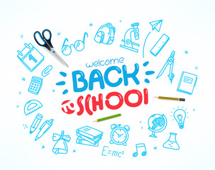 Back to school concept. Vector illustration with doodle elements