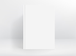 Blank white hard cover book vector mockup