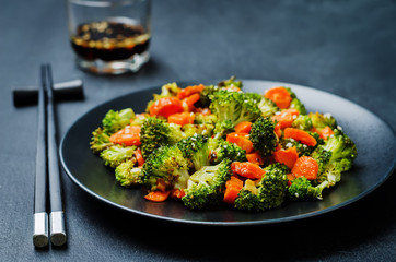 Asian roasted carrots and broccoli