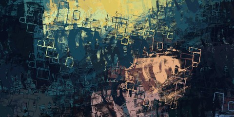 Crazy sketch random pattern. Creative chaos and variety. Modern art drawing painting. 2d illustration. Digital texture wallpaper. Artistic sketch draw backdrop material. 