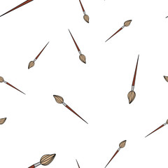Seamless pattern of school brush for Doodle style drawing. Vector illustration.