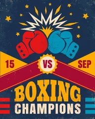 Vector vintage poster for a boxing with two gloves © Serazetdinov