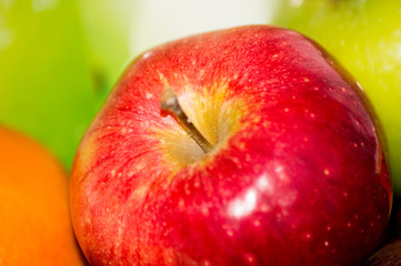 Close-up of ripe red apple macro shot