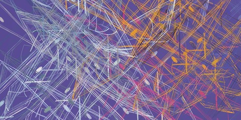 Crazy sketch random pattern. Creative chaos and variety. Modern art drawing painting. 2d illustration. Digital texture wallpaper. Artistic sketch draw backdrop material. 