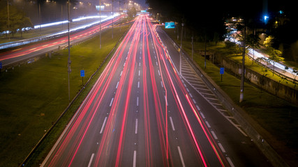 traffic in night, São Paulo, Brazil 