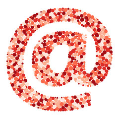 E-mail sign color distributed circles dots illustration