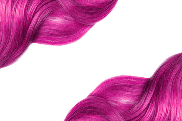 Pink shiny hair as background. Copyspace