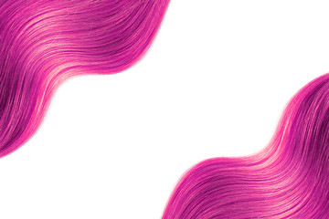 Pink shiny hair as background. Copyspace