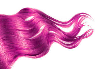 Pink wavy hair isolated on white background