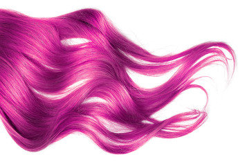Pink wavy hair isolated on white background