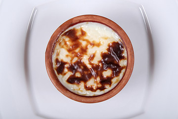 the Delicious Turkish cuisine sutlac from the high angle