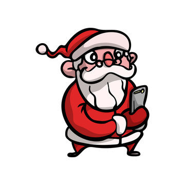 Cute and funny Christmas santa claus make selfie photo
