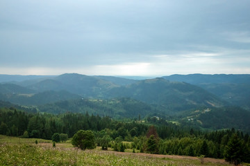 Naklejka premium Mountain, beautiful landscape. Ukraine, the Carpathian Mountains. Concept of travel, tourism, holidays, vacation