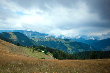 Obraz premium Mountain, beautiful landscape. Ukraine, the Carpathian Mountains. Concept of travel, tourism, holidays, vacation