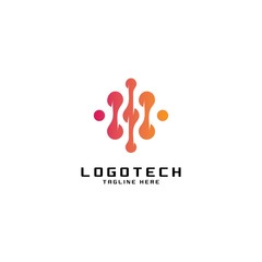 Best technology logo design template.Creative abstract symbol tech company.Vector