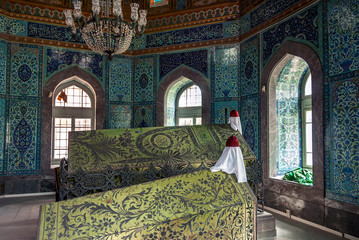 Istanbul, Turkey, 5 May 2006: Tombs of the sleeping sultans, Eyup. Tomb of Sultan V Mehmet Resad...